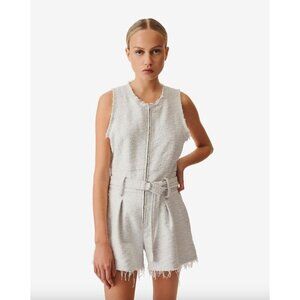 IRO Olessa Tweed Belted Romper Light Grey Womens Size 42 US 10